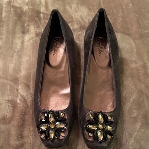 Boden Brown Flats with Jewel Floral Design